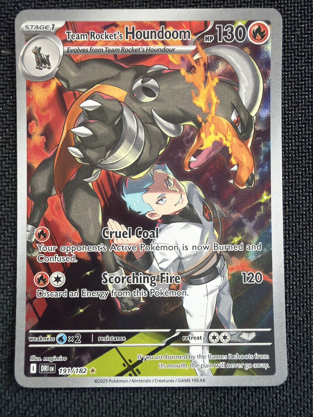 2025 Pokemon Destined Rivals #191/182 Team Rocket's Houndoom Illustration Rare NM front