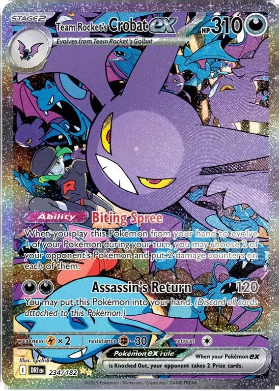 2025 Pokemon Destined Rivals #234/182 Team Rocket's Crobat ex SIR NM front