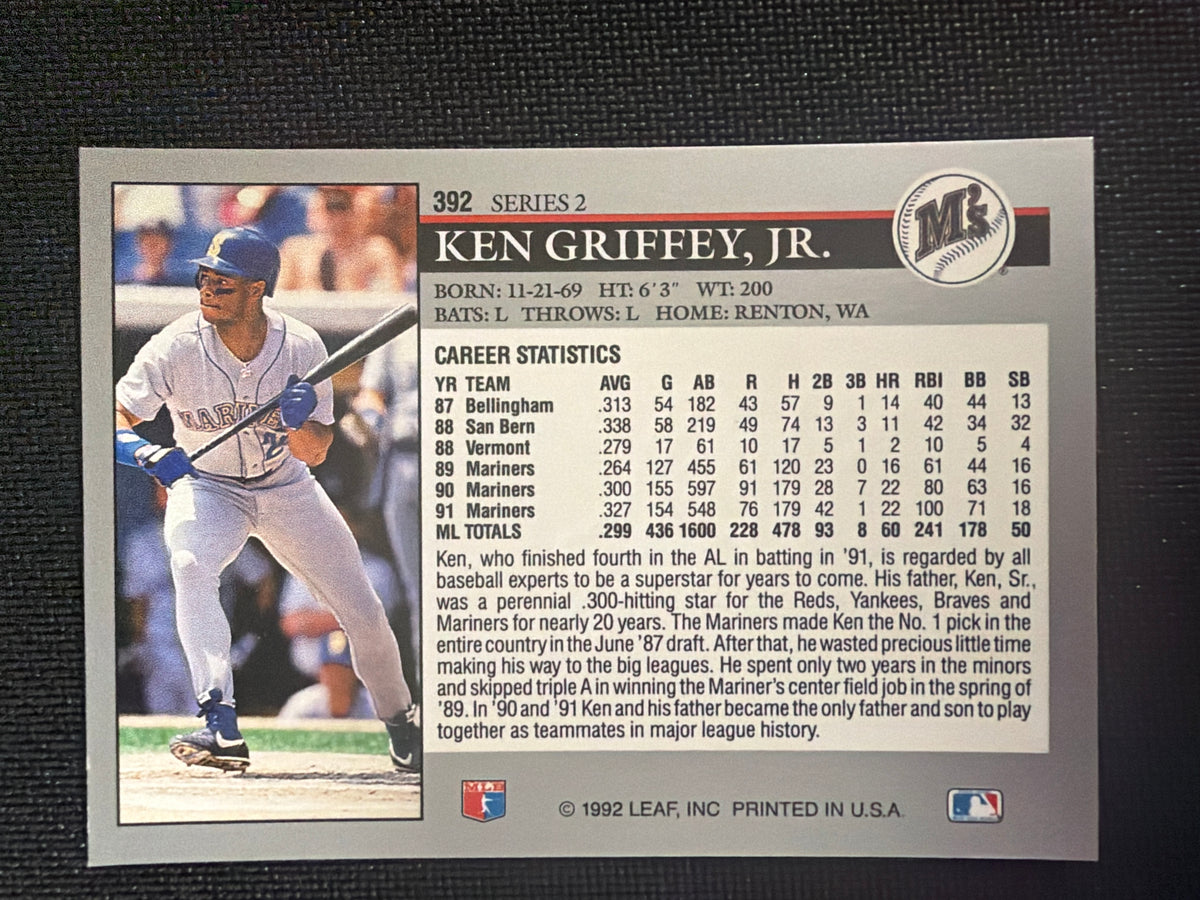 1992 Leaf Ken Griffey Jr. #392 back