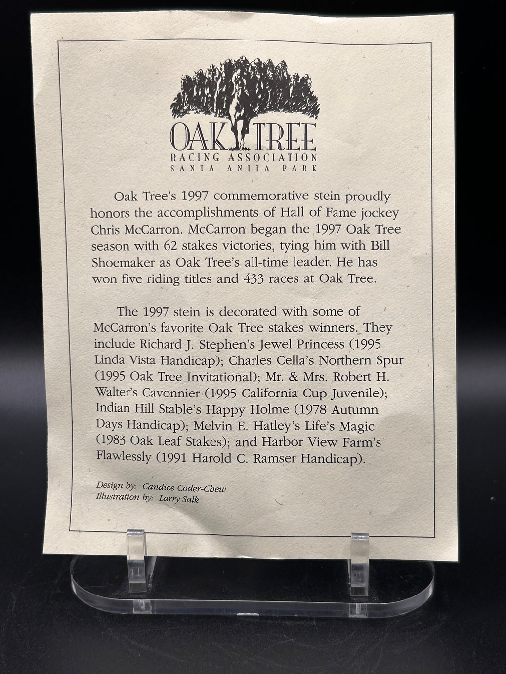 1997 Tribute to Chris McCarron Oak Tree Racing Commemorative Stein