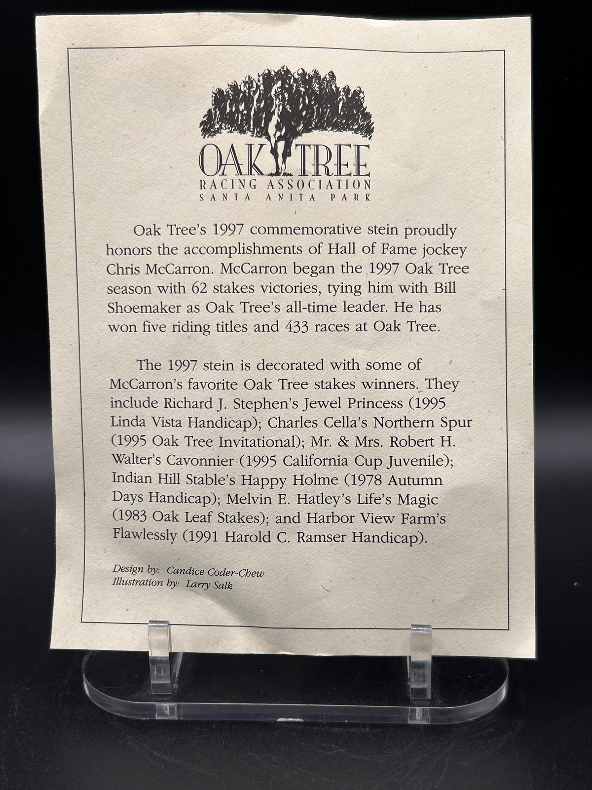 1997 Tribute to Chris McCarron Oak Tree Racing Commemorative Stein