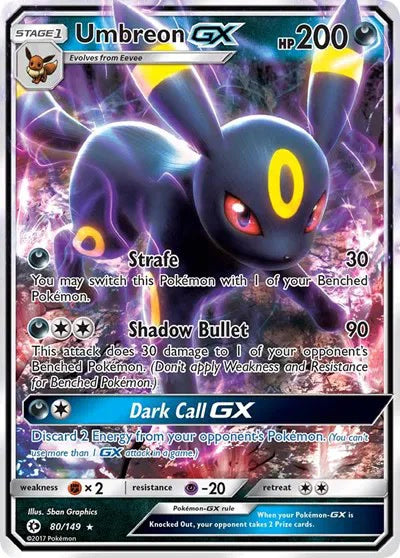 2017 Pokemon Sun & Moon Base Set #80 Umbreon GX UR NM front