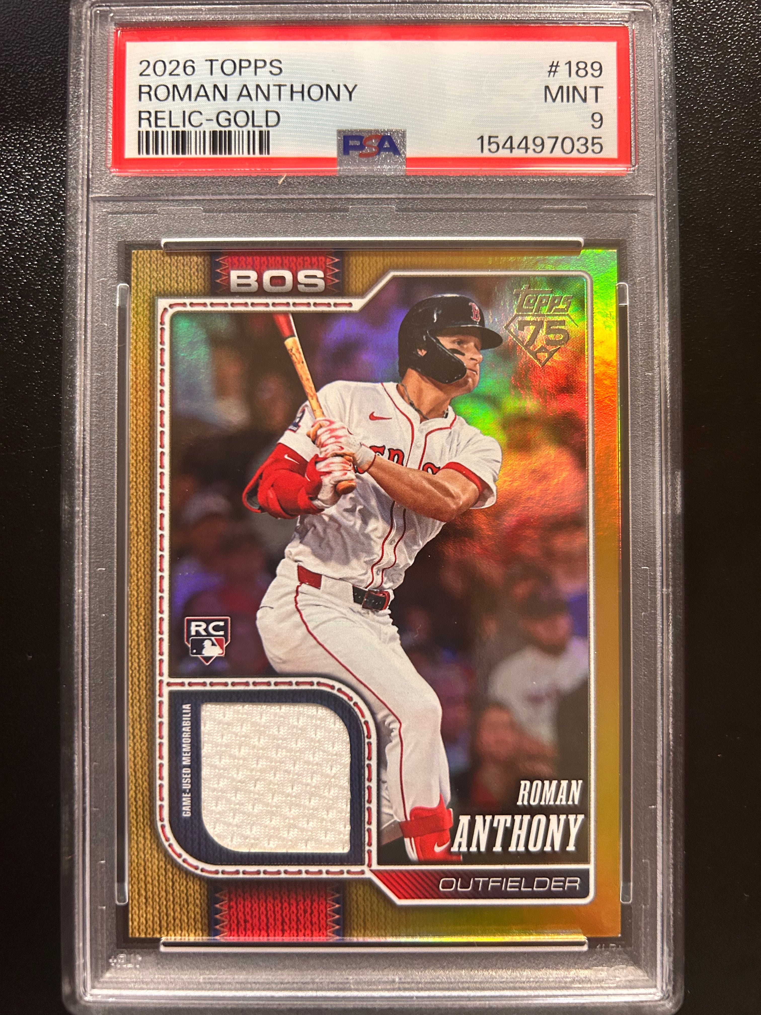 (#97035) 2026 Topps #189 Roman Anthony Relic-Gold PSA 9