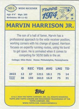 2024 Topps Chrome #74TF-5 Marvin Harrison Jr. 1974 Topps Football BGS 9.0