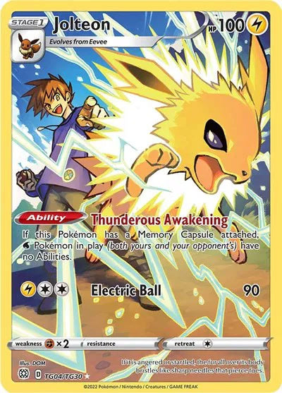 2022 Pokemon Brilliant Stars Trainer Gallery #TG04/TG30 Jolteon UR NM front