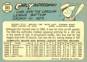 1965 Topps #385 Carl Yastrzemski PSA 2