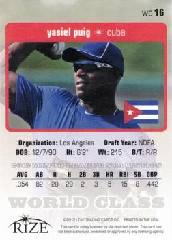 2012 Leaf Rize Draft #WC-16 Yasiel Puig World Class PSA 10