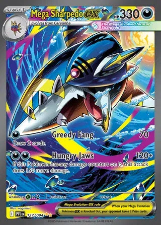 2026 Pokemon Phantasmal Flames #127/094 Mega Sharpedo ex SIR NM front