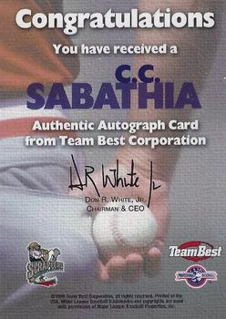1999 Team Best Rookie #NNO CC Sabathia Autographs