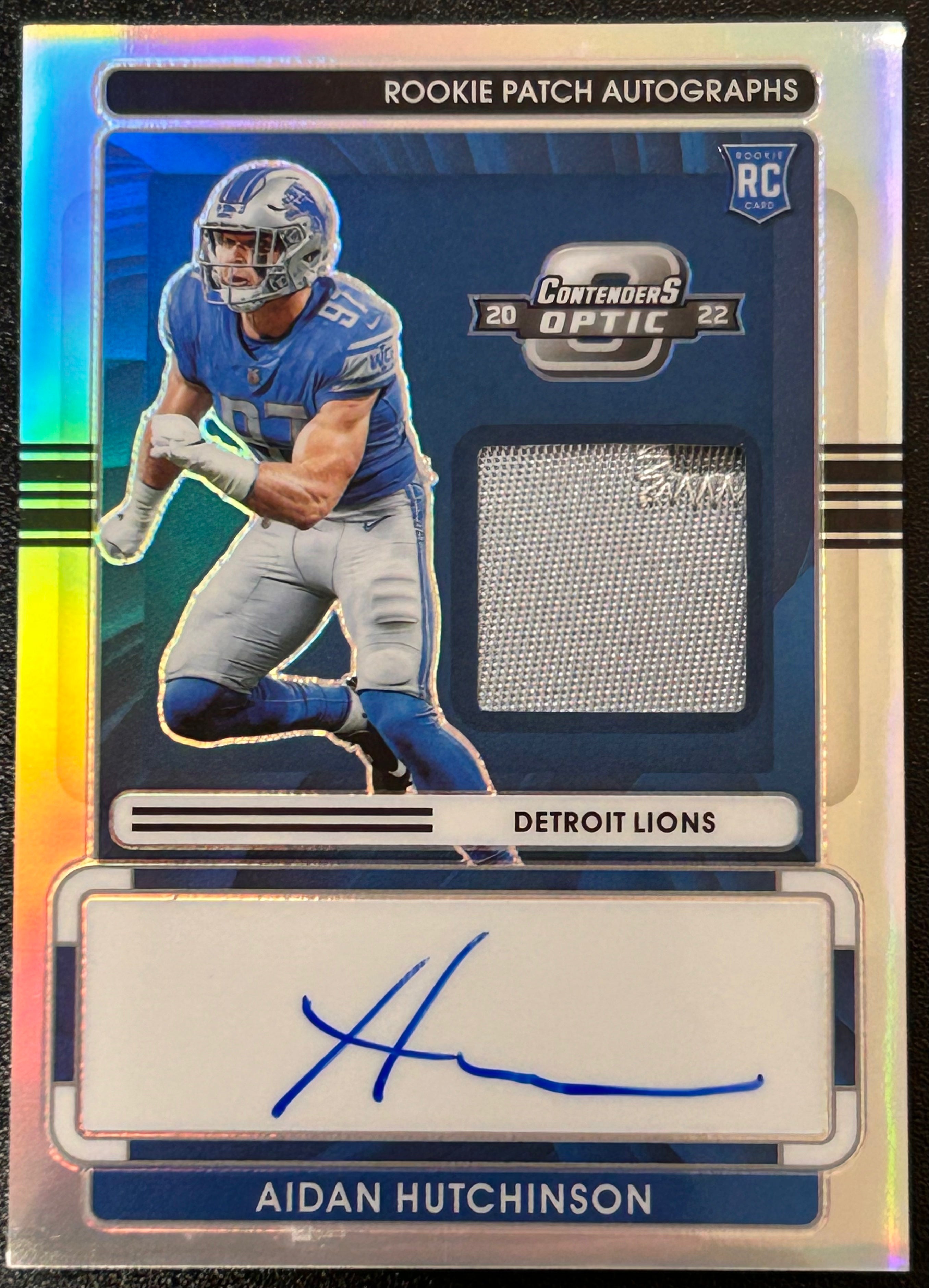 2022 Aidan Hutchinson Panini-Contenders #RPA-AH Rookie Patch Autograph Numbered 48/75
