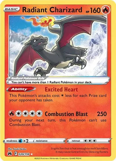 2023 Pokemon Crown Zenith #020/159 Radiant Charizard Radiant Rare NM front