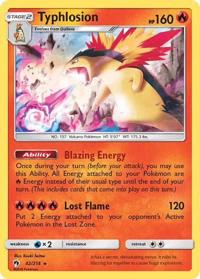 2018 Pokemon Lost Thunder #42 Typhlosion Holo Rare NM front