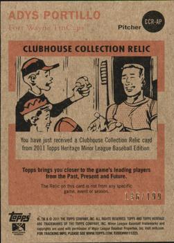 2011 Topps Heritage #CCR-AP Adys Portillo Relics Blue Tint #/199