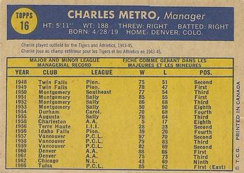 1970 O-Pee-Chee #16 Charlie Metro
