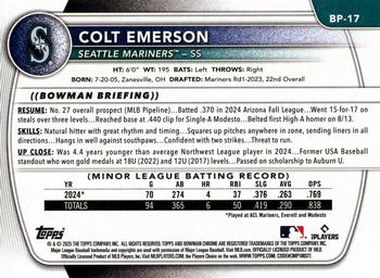 2025 Bowman #BP-17 Colt Emerson Prospects