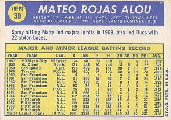 1970 Topps #30 Matty Alou