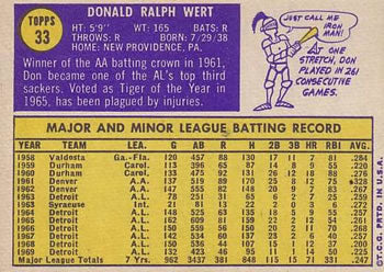 1970 Topps #33 Don Wert