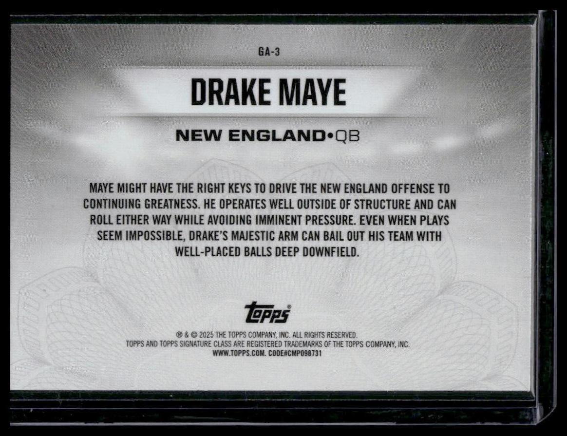 2024 Topps Signature Class #GA-3 Drake Maye Gridiron Ambassadors