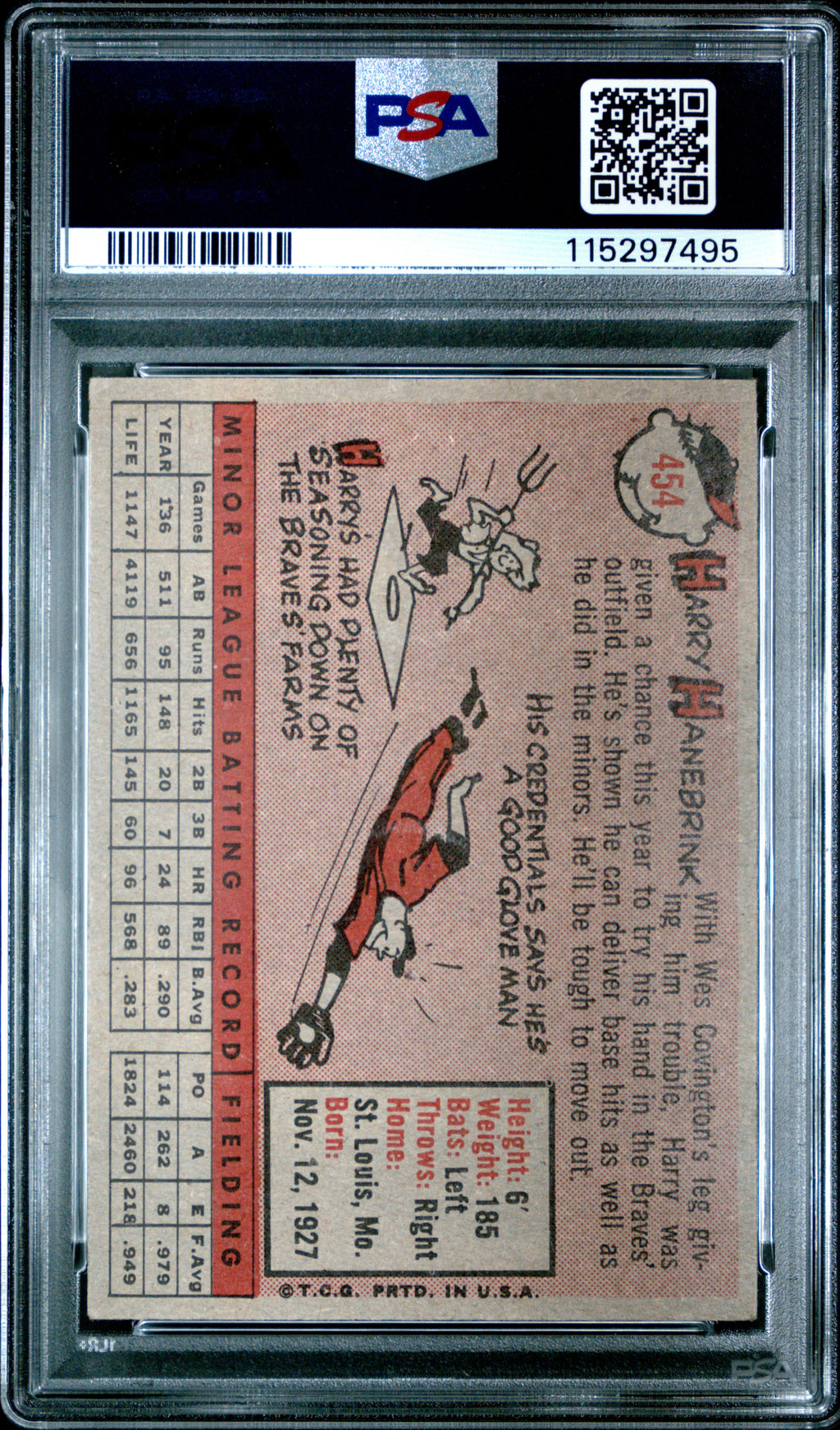 1958 Topps #454 Harry Hanebrink PSA 4