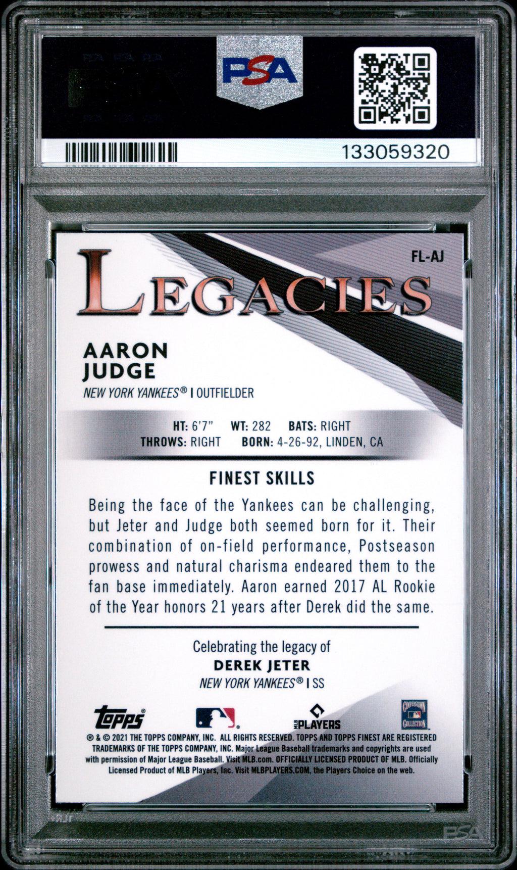 2021 Topps Finest Finest Legacies #FLAJ A.Judge/D.Jeter Finest Legacies PSA 10