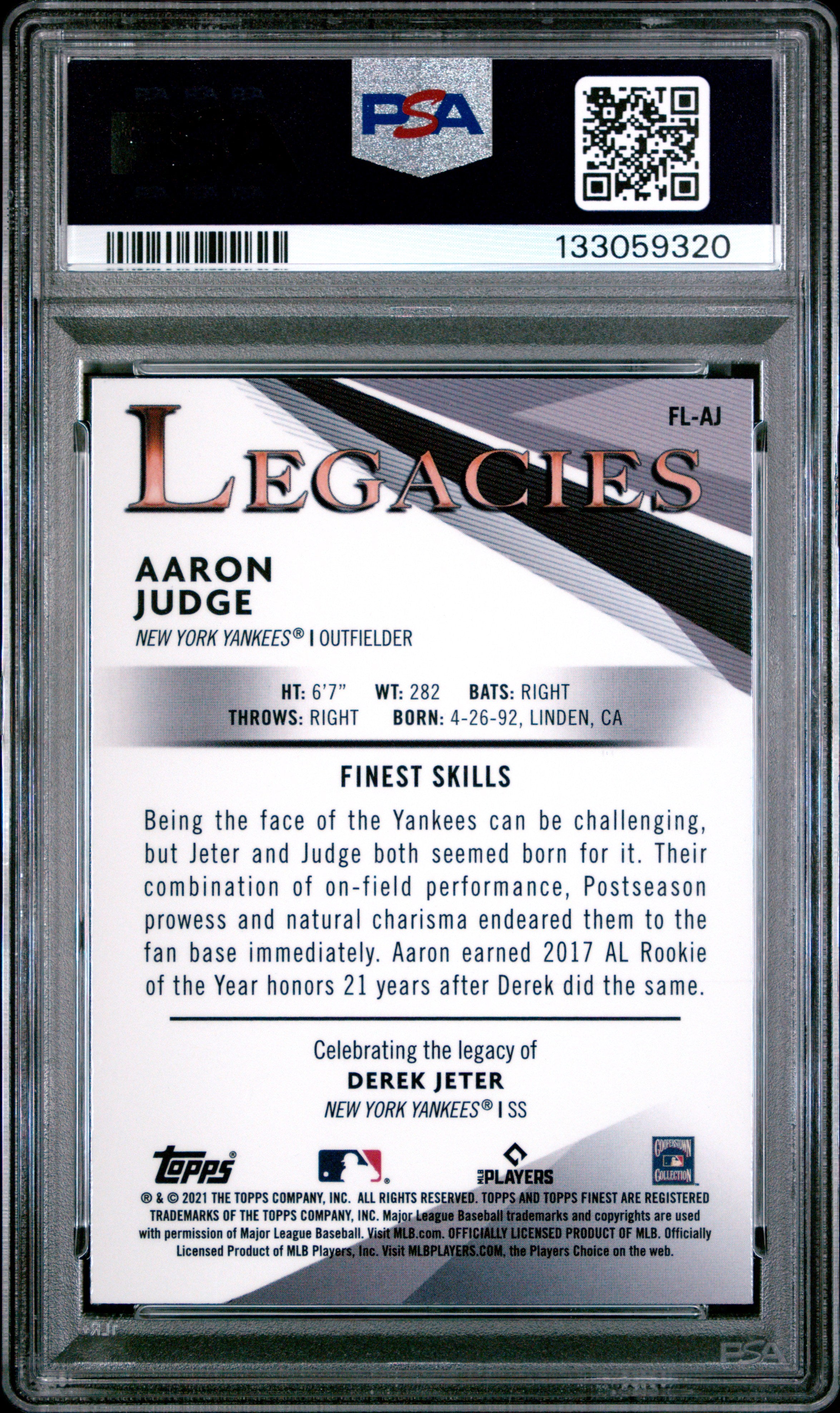 2021 Topps Finest Finest Legacies #FLAJ A.Judge/D.Jeter Finest Legacies PSA 10