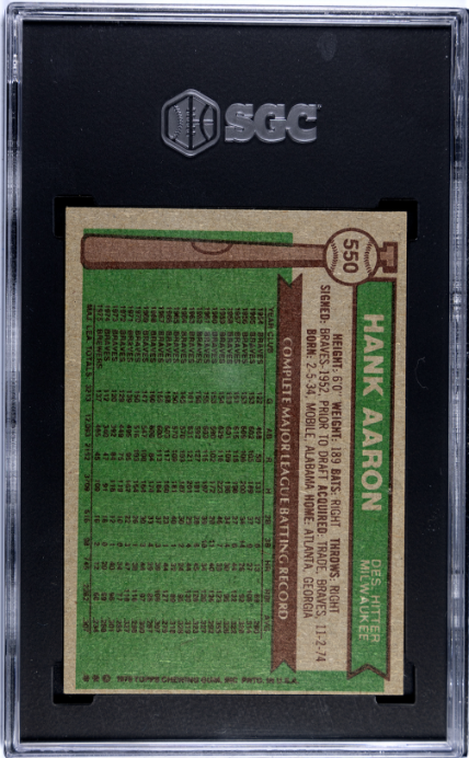 1976 Topps #550 Hank Aaron SGC 5