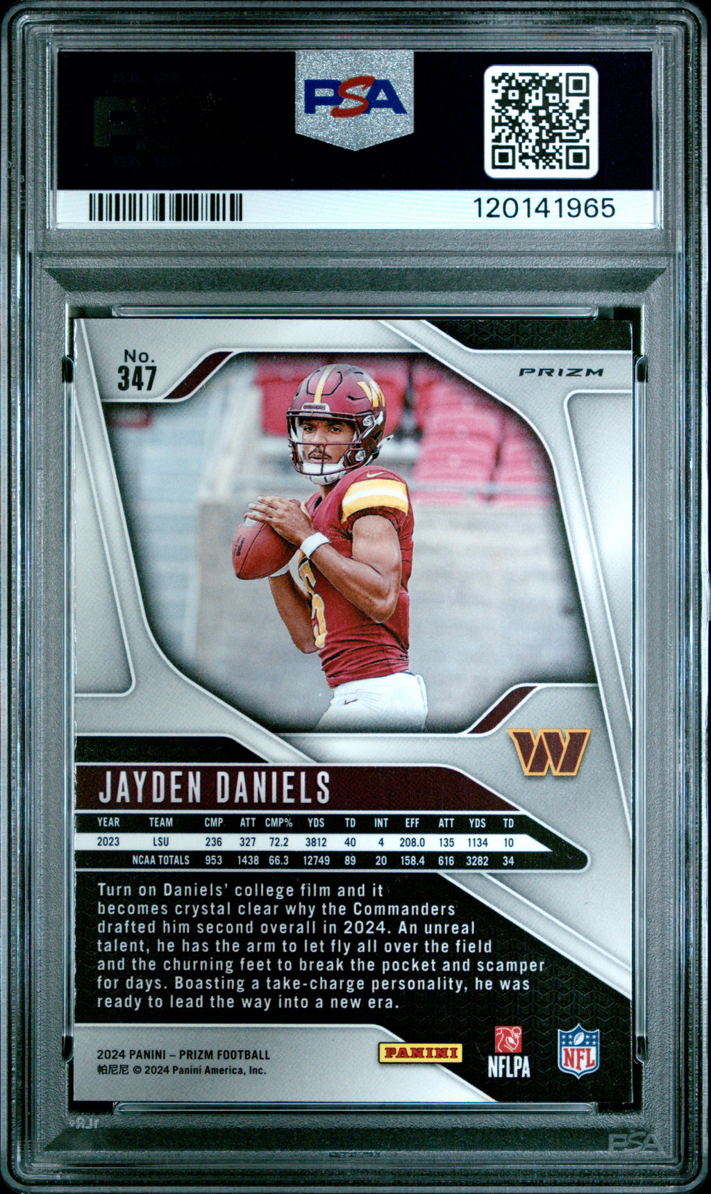 2024 Panini Prizm #347 Jayden Daniels Orange Ice PSA 9