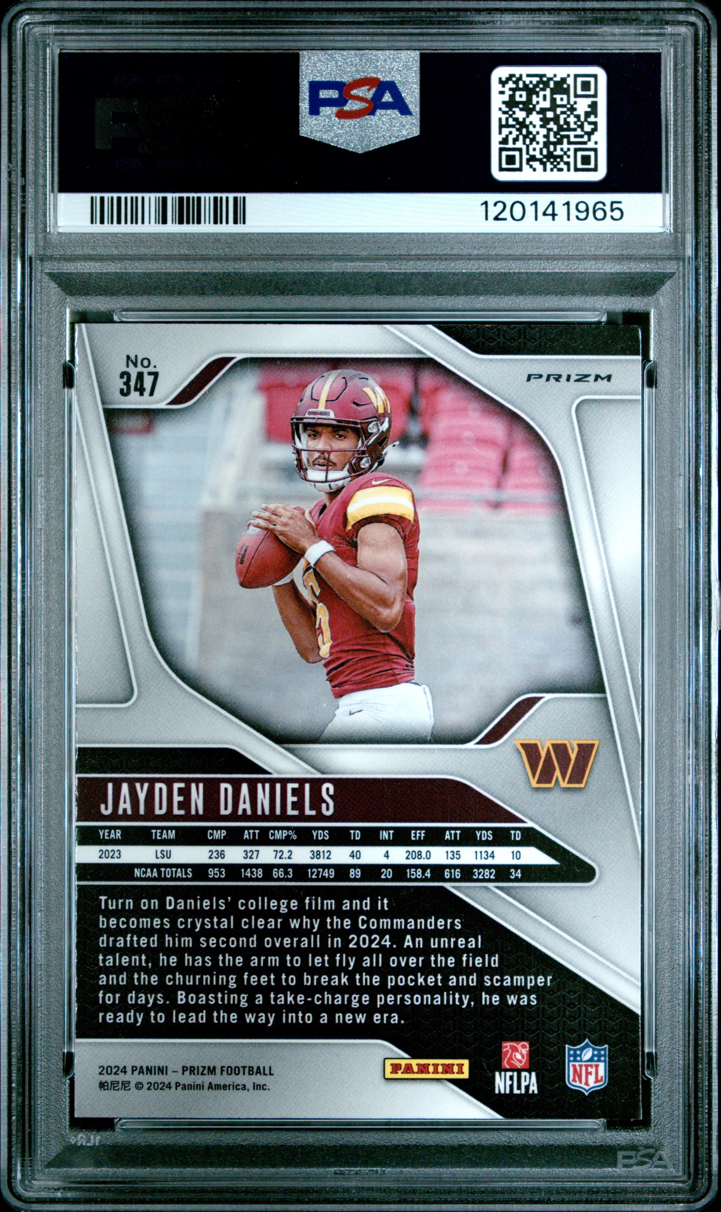 2024 Panini Prizm #347 Jayden Daniels Orange Ice PSA 9