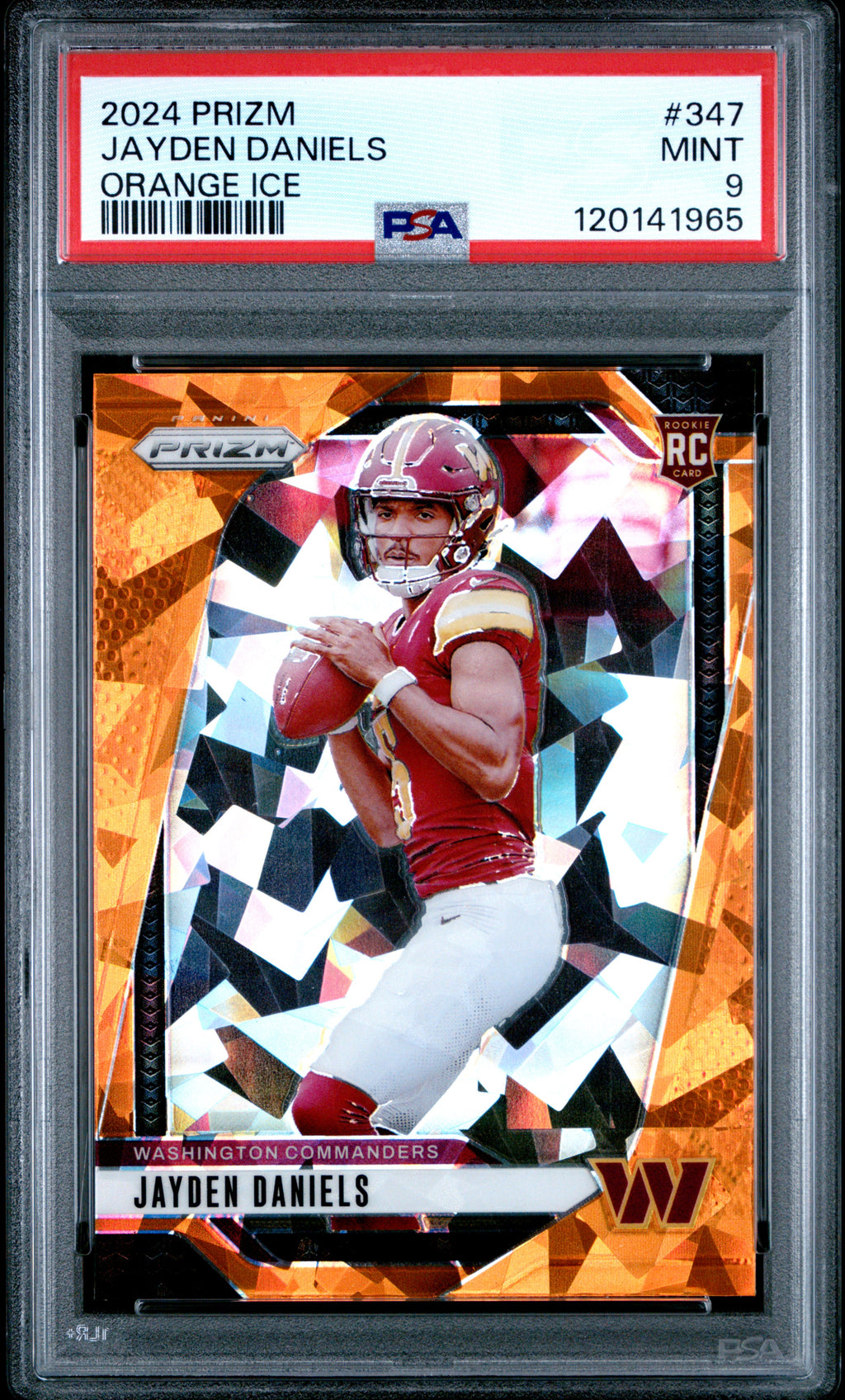 2024 Panini Prizm #347 Jayden Daniels Orange Ice PSA 9