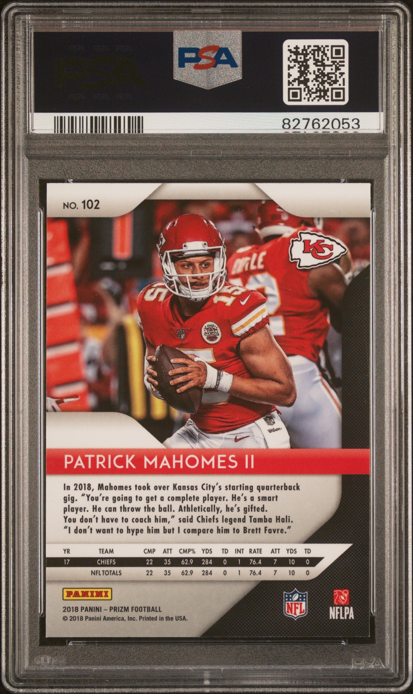 2018 Panini Prizm #102 Patrick Mahomes Ii PSA 9