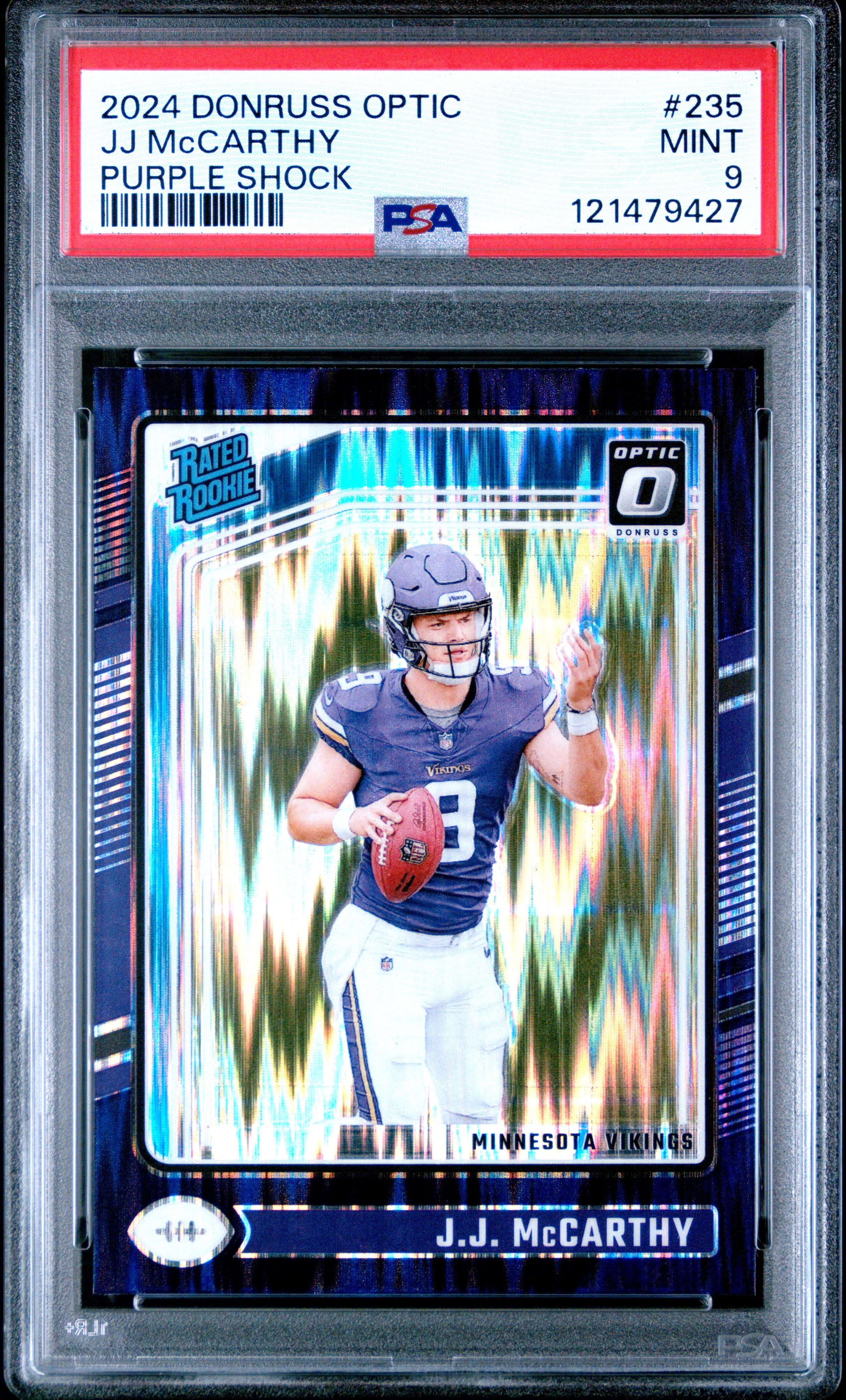 2024 Panini Donruss Optic #235 Jj Mccarthy Purple Shock PSA 9