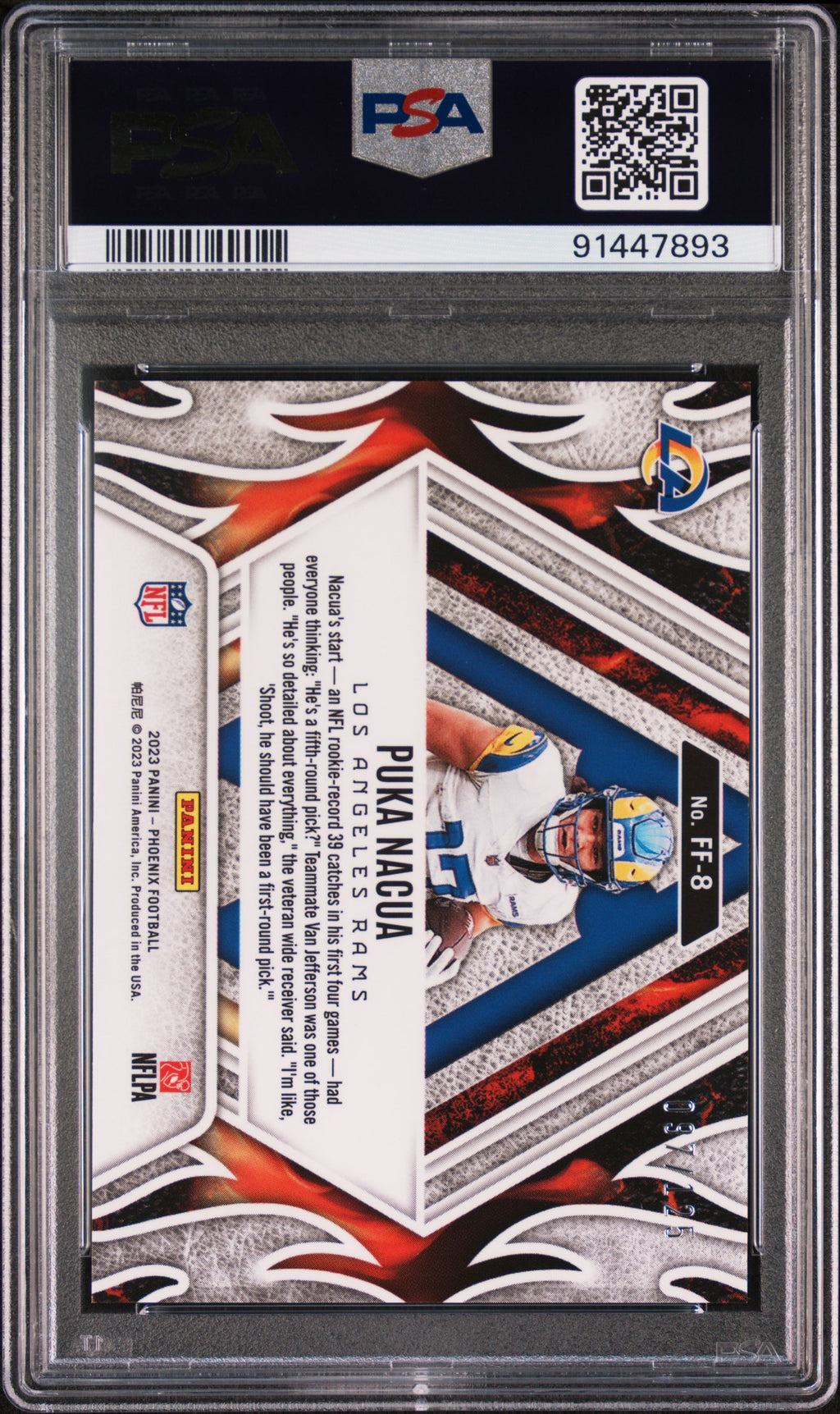 2023 Panini Phoenix Fire Forged #FF8 Puka Nacua Fire Forged-Purple PSA 10