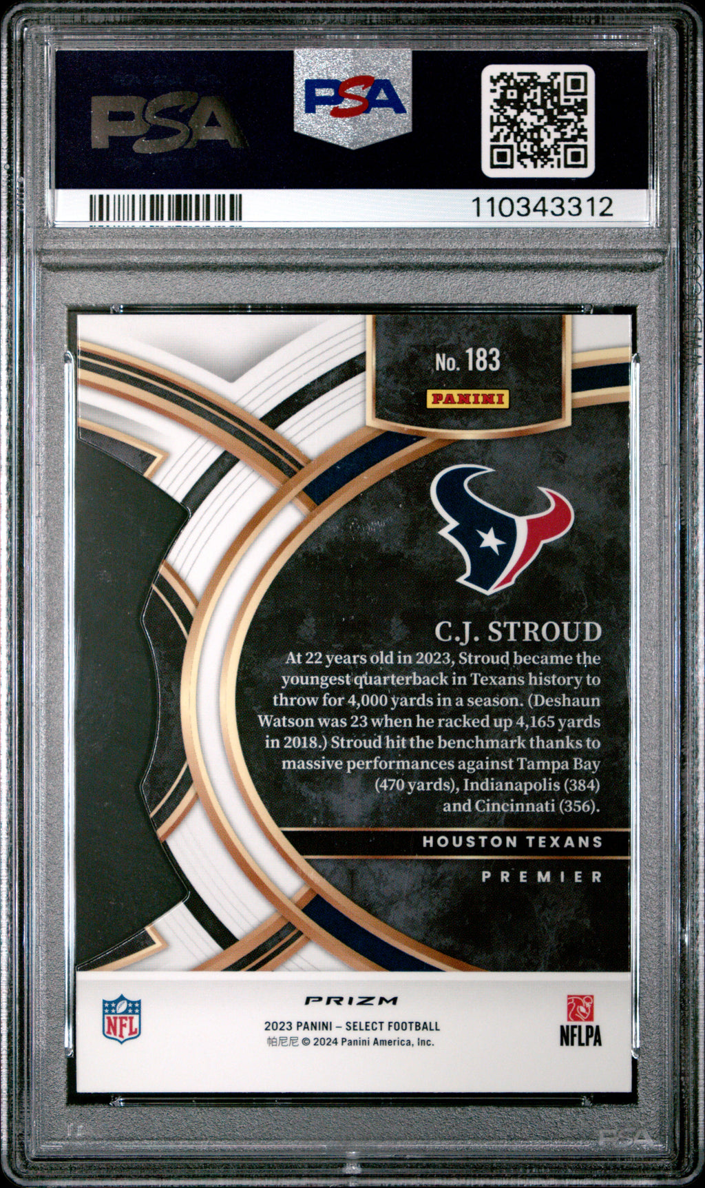 2023 Panini Select #183 Cj Stroud Die-Cut Red & Blue Prizm PSA 9