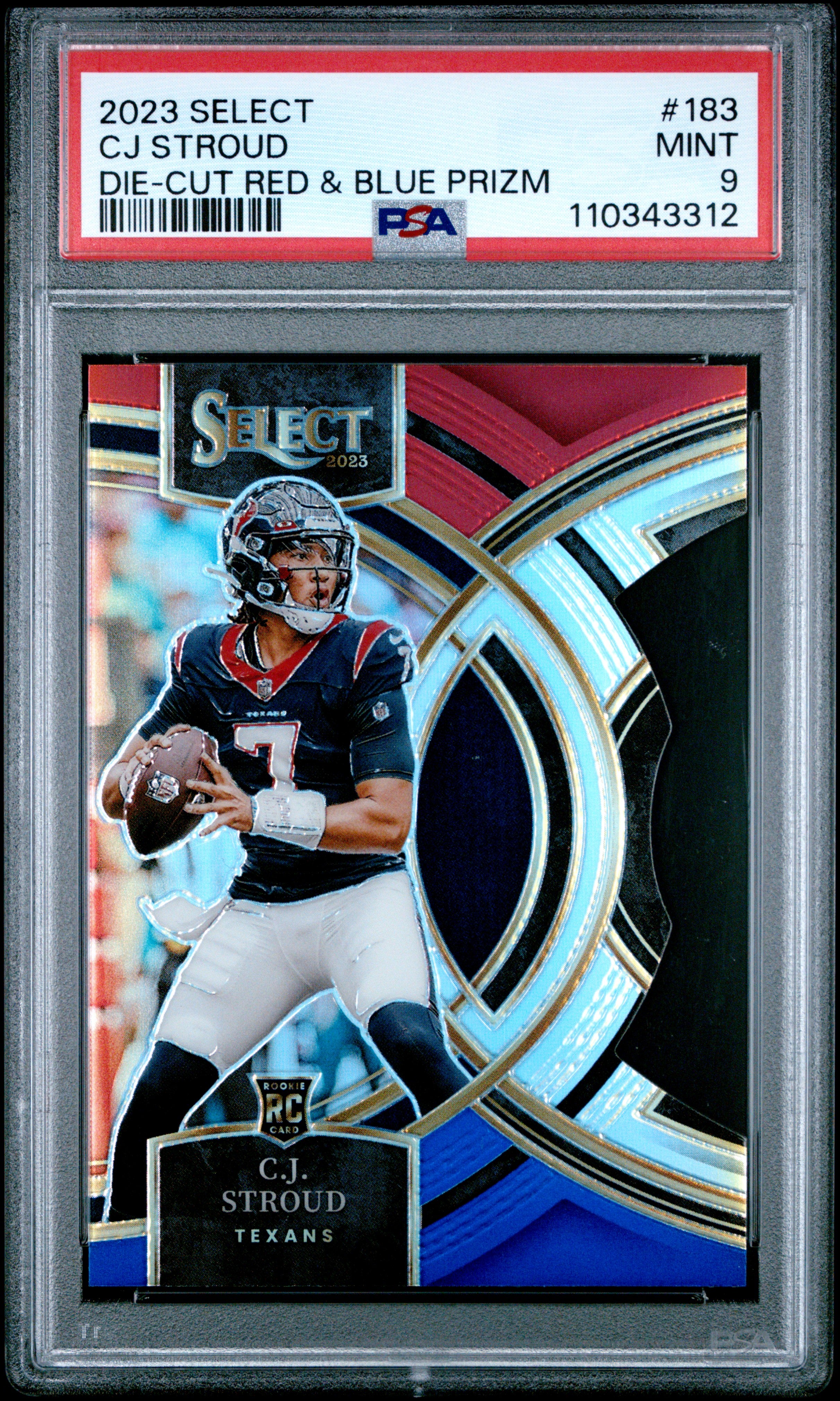 2023 Panini Select #183 Cj Stroud Die-Cut Red & Blue Prizm PSA 9