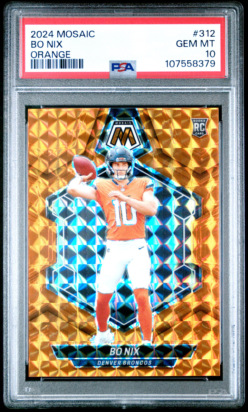 2024 Panini Mosaic #312 Bo Nix Orange PSA 10
