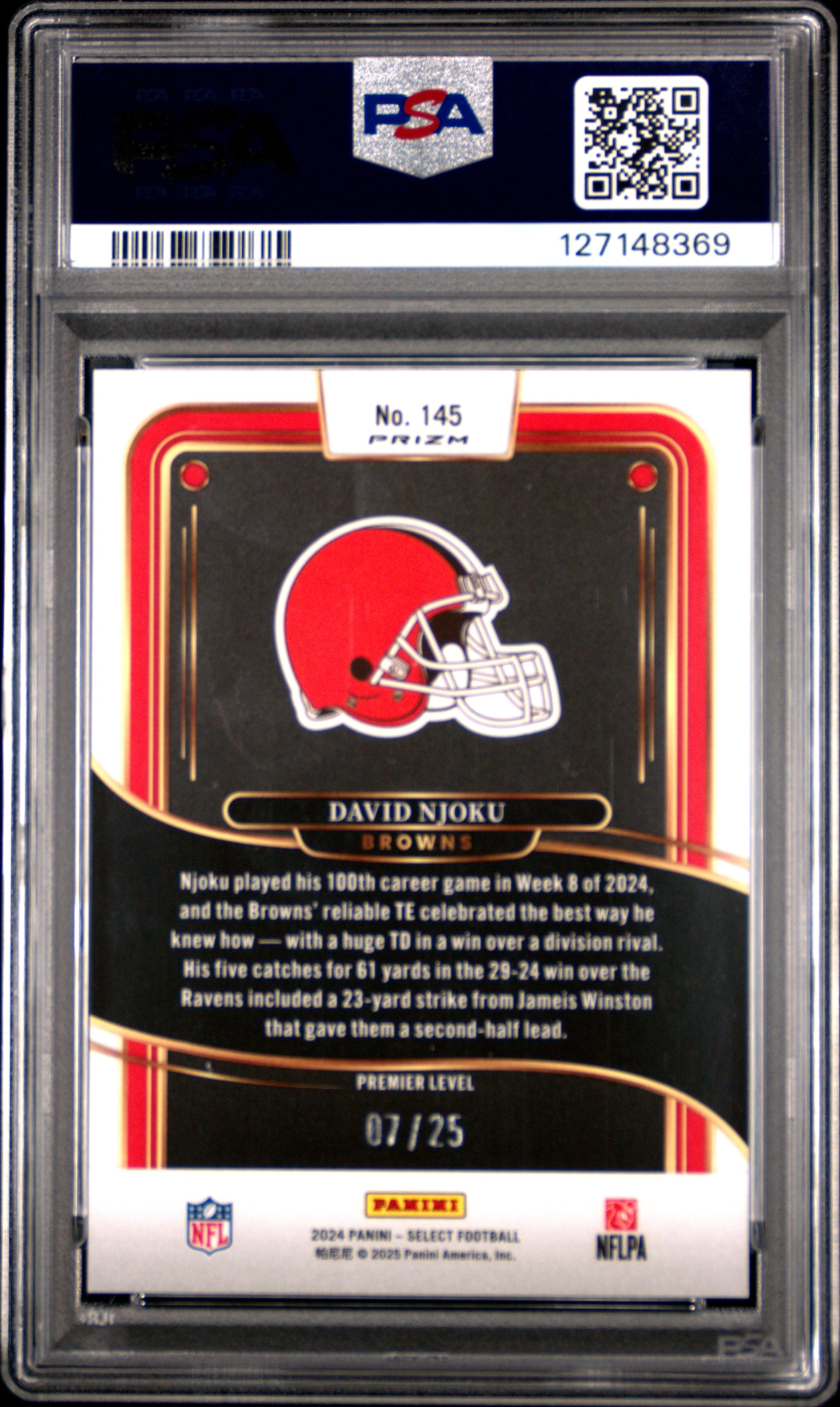 2024 Panini Select #145 David Njoku Blue Disco PSA 9