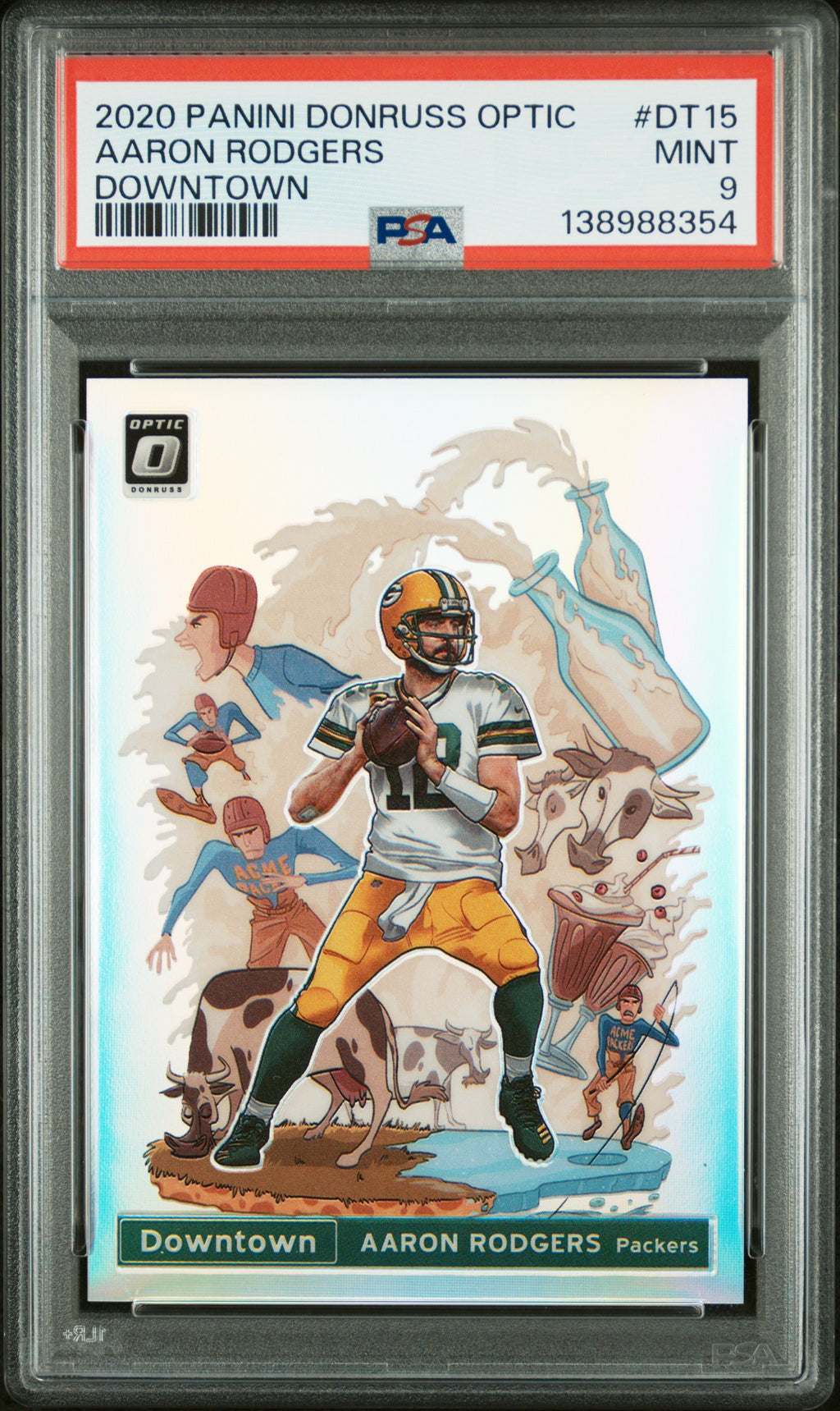 2020 Panini Donruss Optic Downtown #DT15 Aaron Rodgers Downtown PSA 9