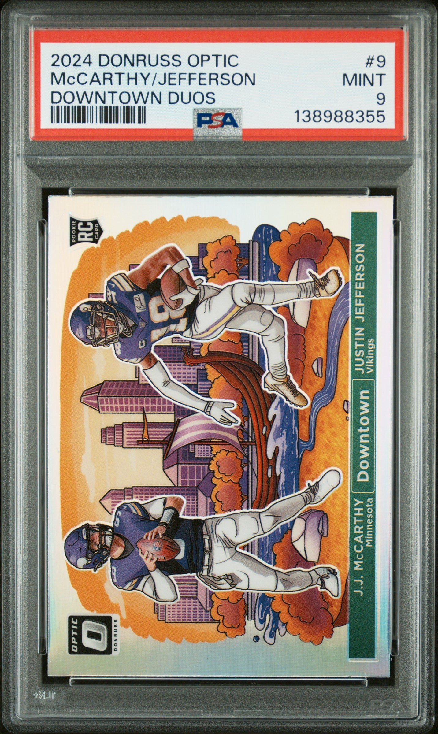 2024 Panini Donruss Optic Downtown Duos #9 Mccarthy/Jefferson PSA 9