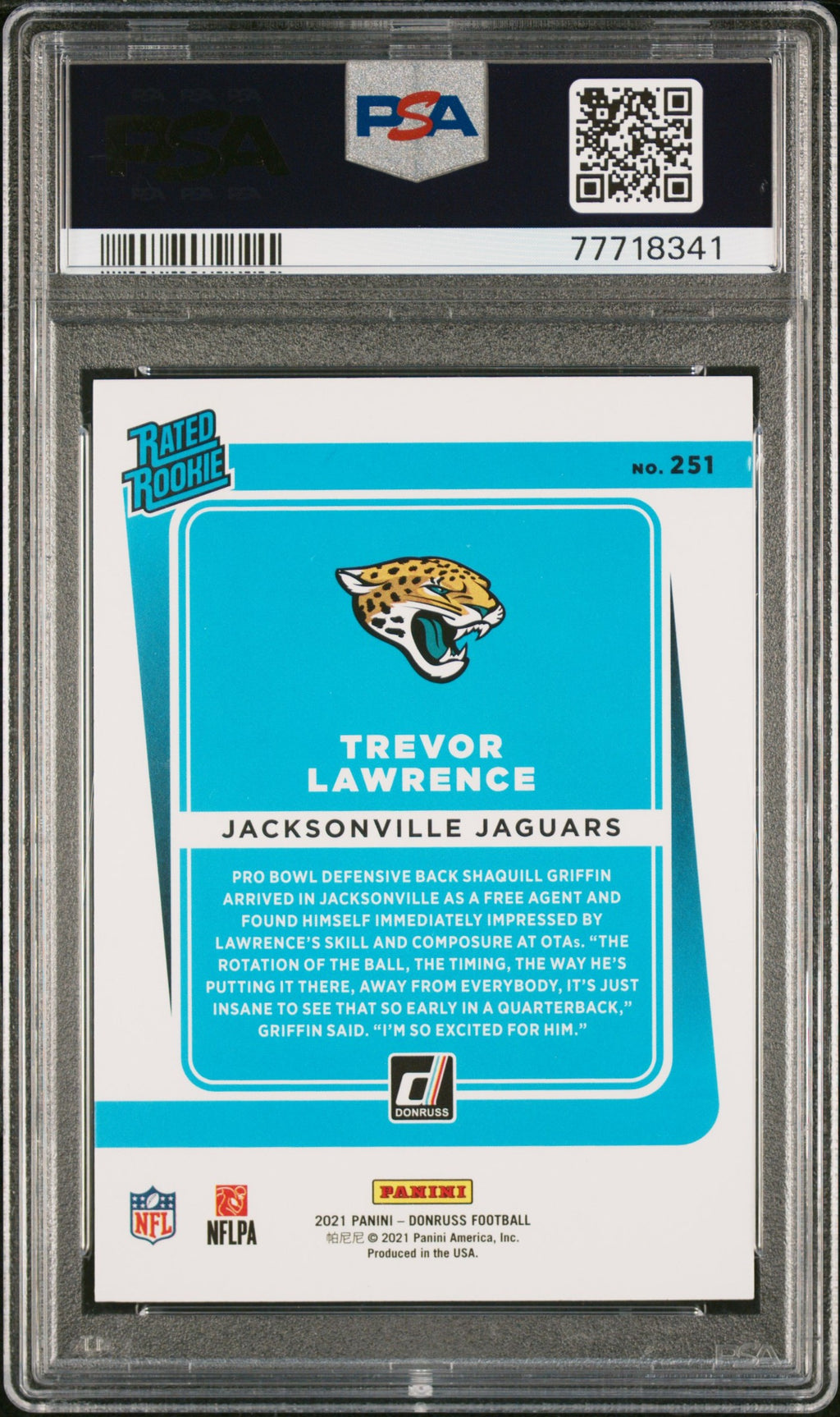 2021 Panini Donruss #251 Trevor Lawrence PSA 8