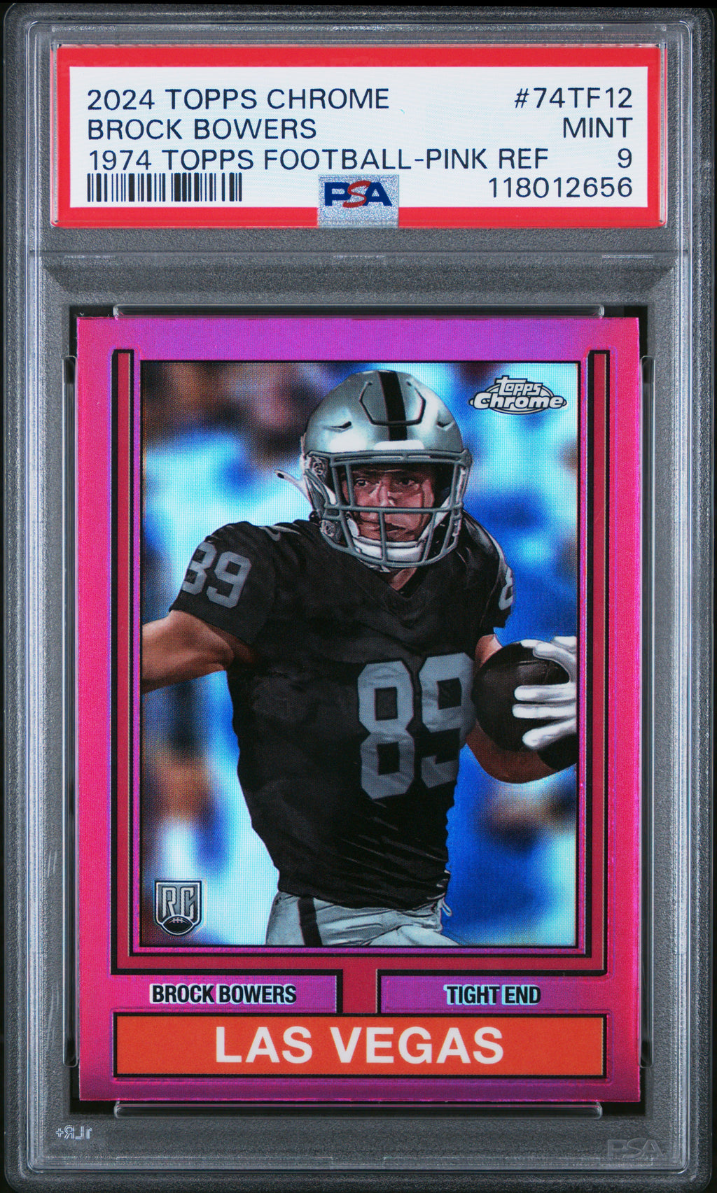2024 Topps Chrome 1974 #74TF12 Brock Bowers-Pink Ref PSA 9