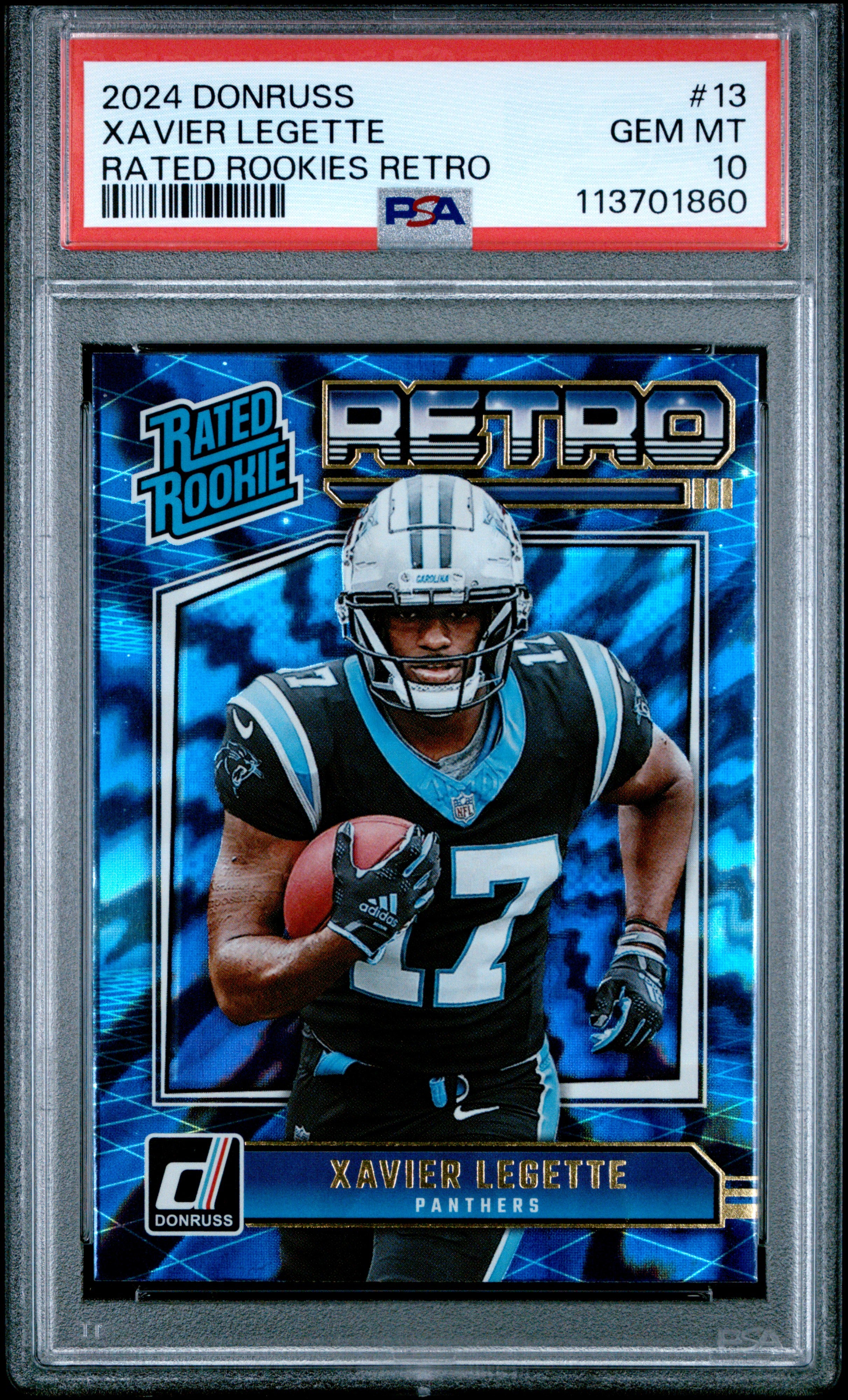 2024 Panini Donruss Rated Rookies Retro #13 Xavier Legette PSA 10