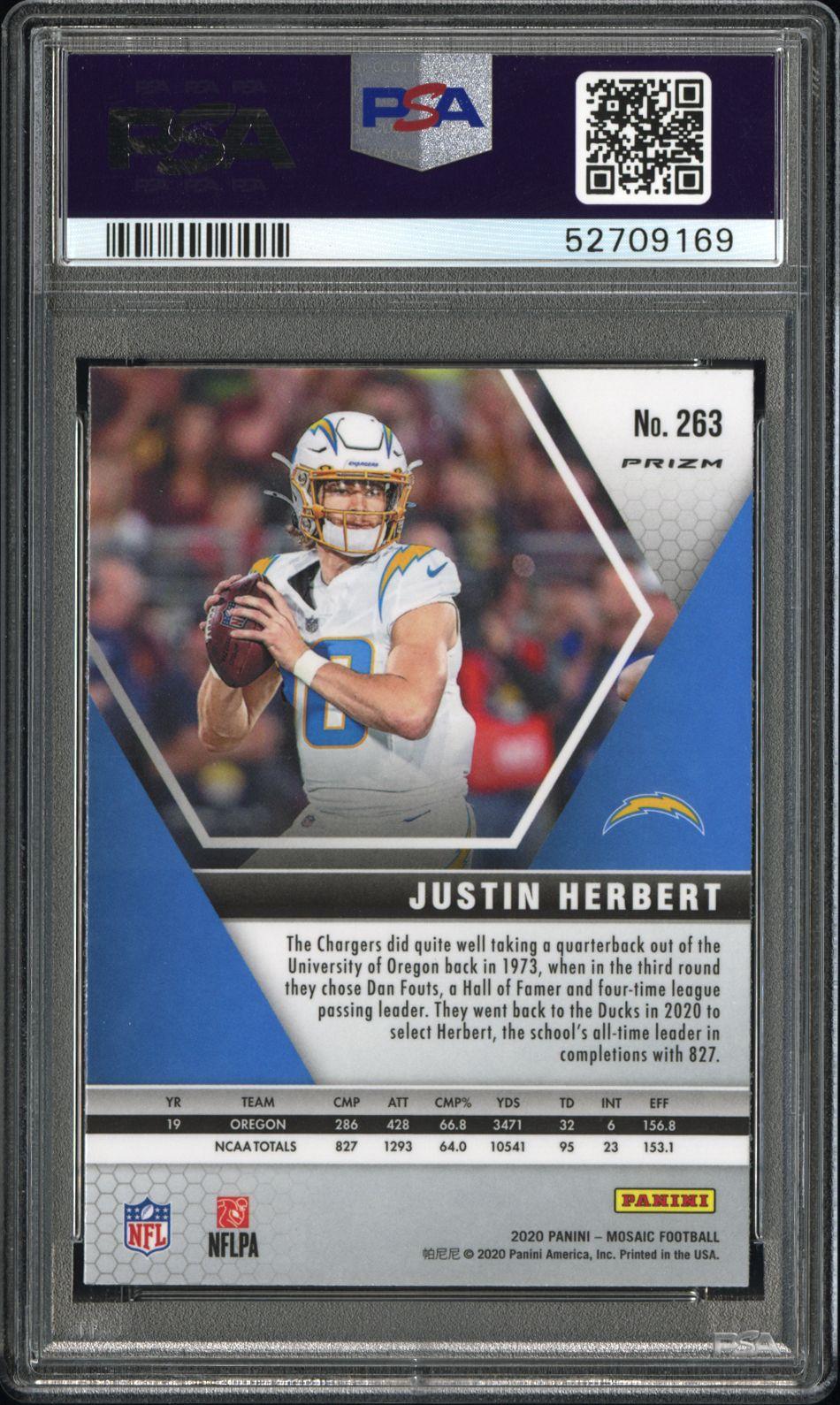 2020 Panini Mosaic #263 Justin Herbert Mosaic PSA 9