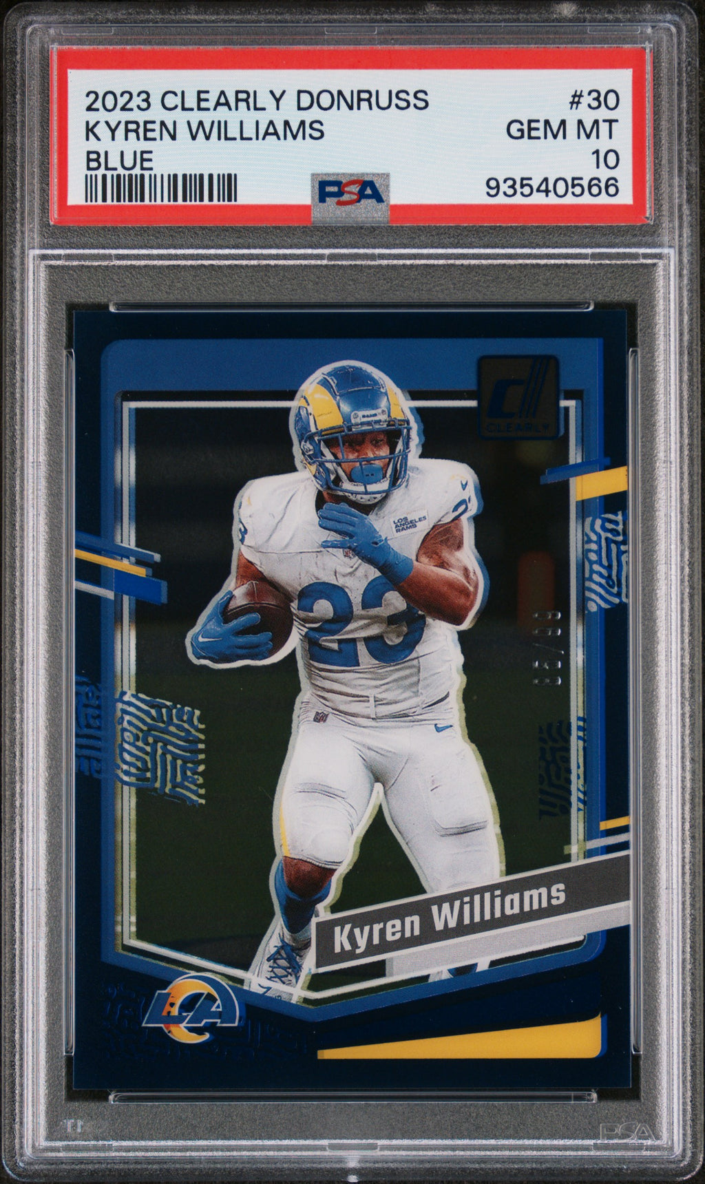 2023 Panini Clearly Donruss #30 Kyren Williams Blue PSA 10
