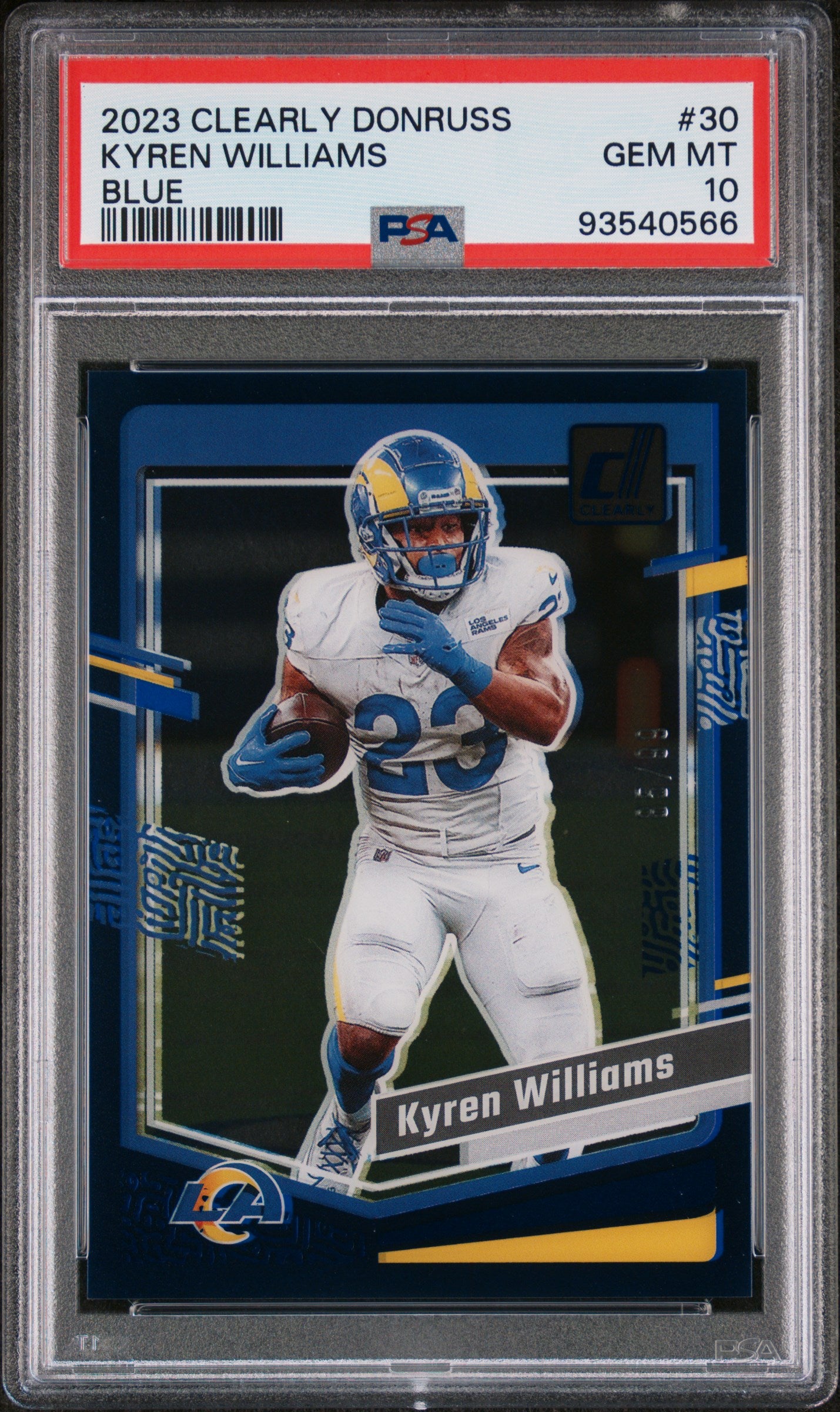 2023 Panini Clearly Donruss #30 Kyren Williams Blue PSA 10