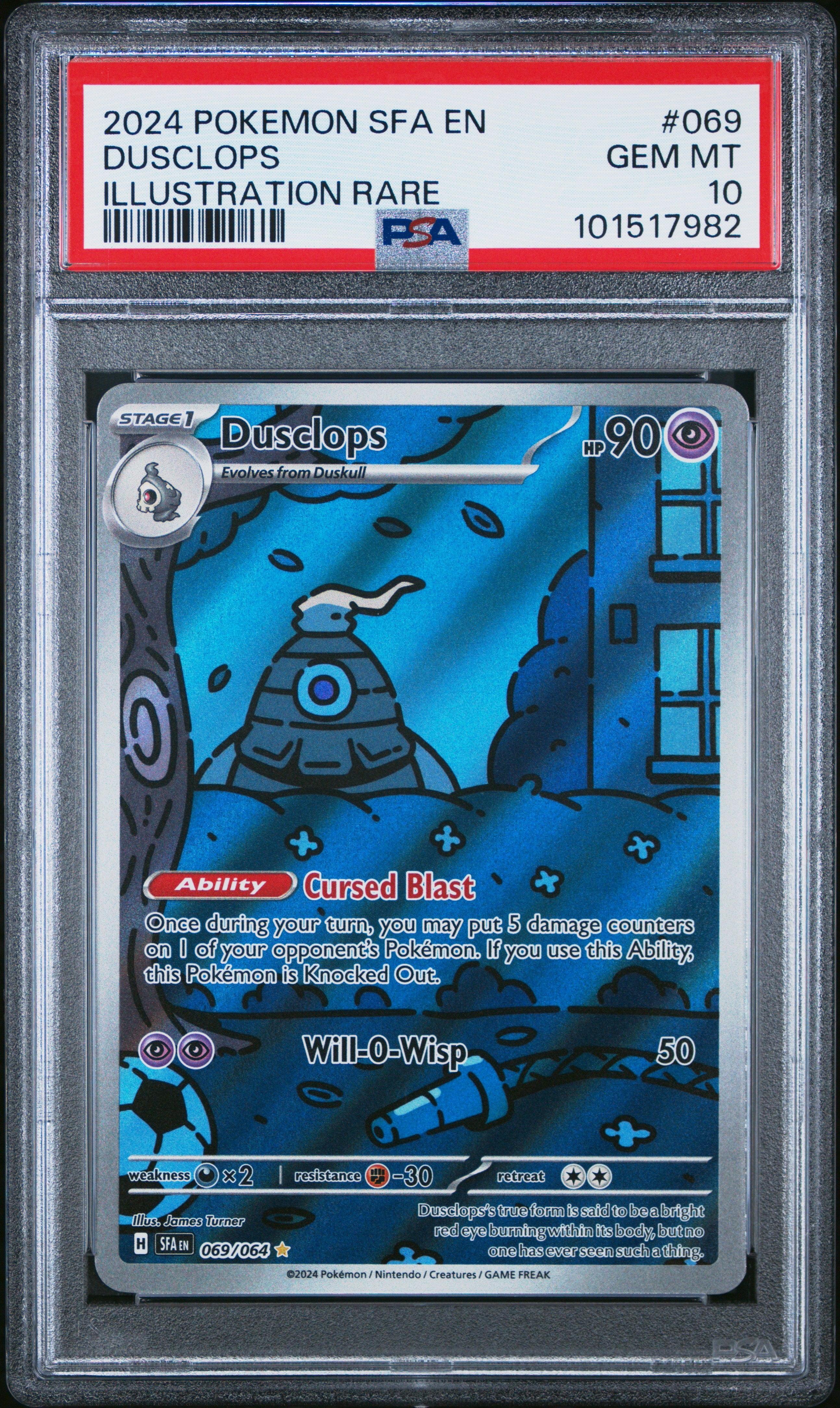2024 Pokemon Sfa En-Shrouded Fable #069 Dusclops Illustration Rare PSA 10