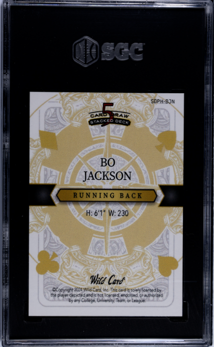 2024 Wild Card 5 Card Draw Bo Jackson Queen Of Hearts Green Kaleidoscope SGC 10