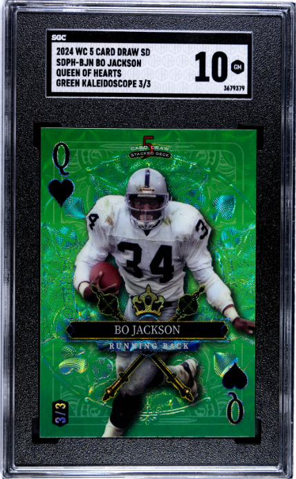 2024 Wild Card 5 Card Draw Bo Jackson Queen Of Hearts Green Kaleidoscope SGC 10