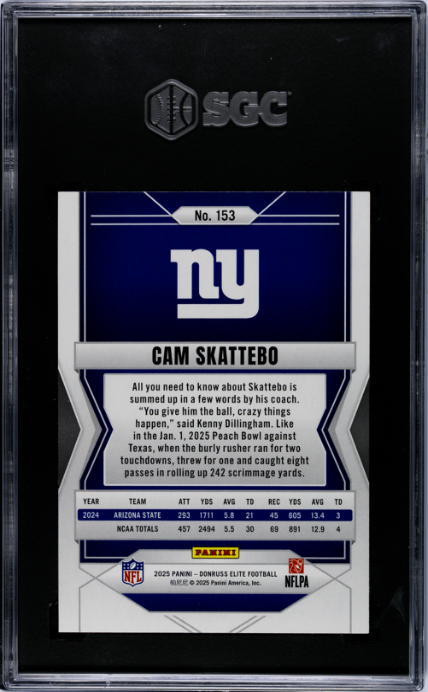 2025 Panini Elite #153 Cam Skattebo Pink SGC 9