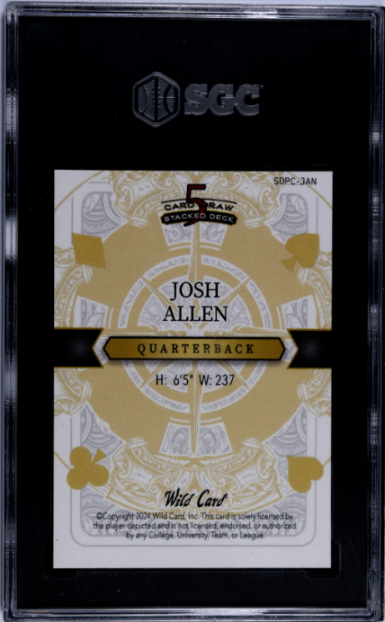 2024 Wild Card 5 Card Draw Stacked Deck Josh Allen Jack Of Clubs Green SGC 9