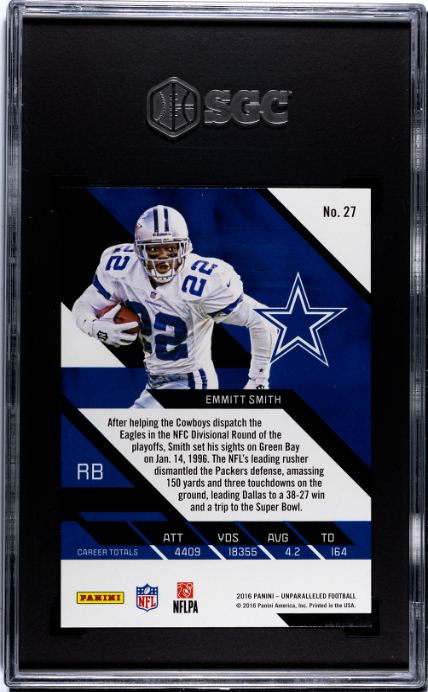 2016 Panini Unparalleled #27 Emmitt Smith Orange SGC 9.5